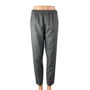 Theory Women's Gray Wool High Elastic Waist Straight Pull On Trousers Pants S/P